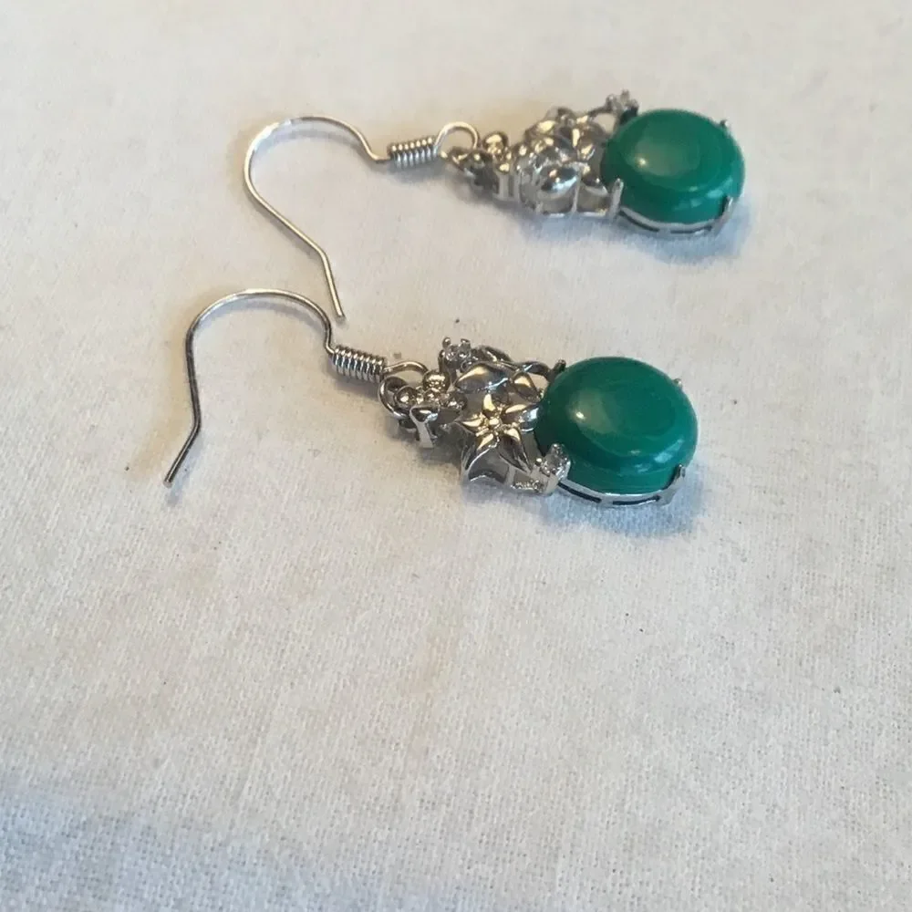 NWOT. Sterling Silver Malachite Type Earrings